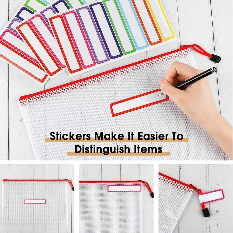 Umriox Mesh Zipper Pouch Bags, A4+A5+A6 (12 Colors, 36 Pack), Mesh Bags with Zipper, Storage Bags, Zipper Bags for Office Supplies Travel Storage - Image 3
